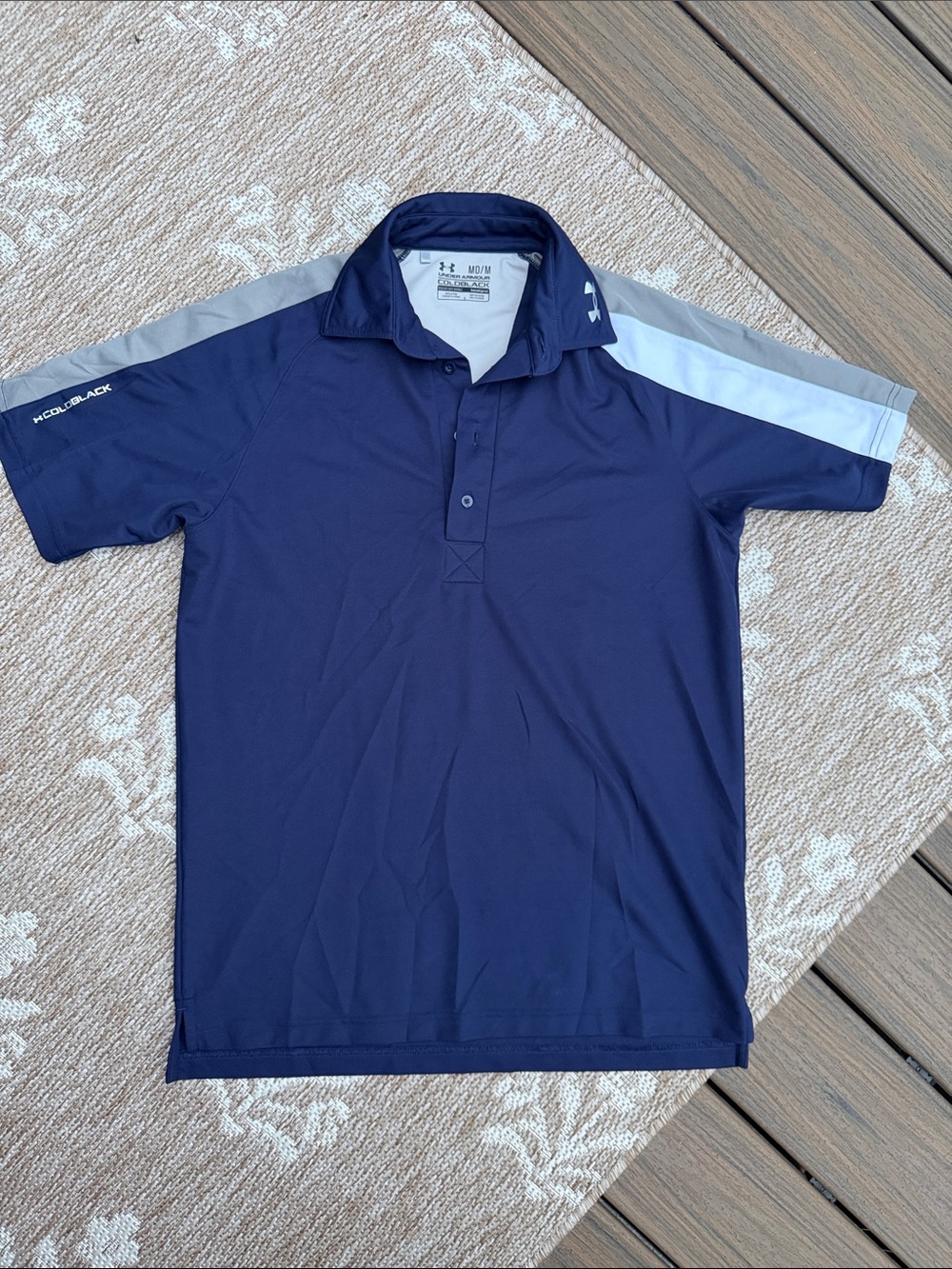 Under Armour Men’s Navy Polo with Light Gray Shoulder Panels